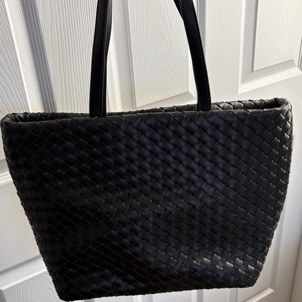 Elegant Black Woven Tote Bag